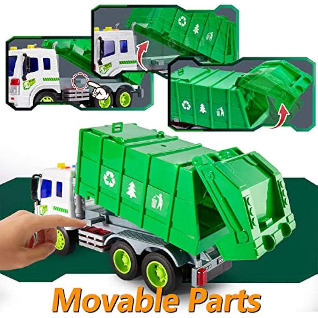 HERSITY Garbage Truck Toy with Lights and Sounds – 1/16 Scale Bin Lorry