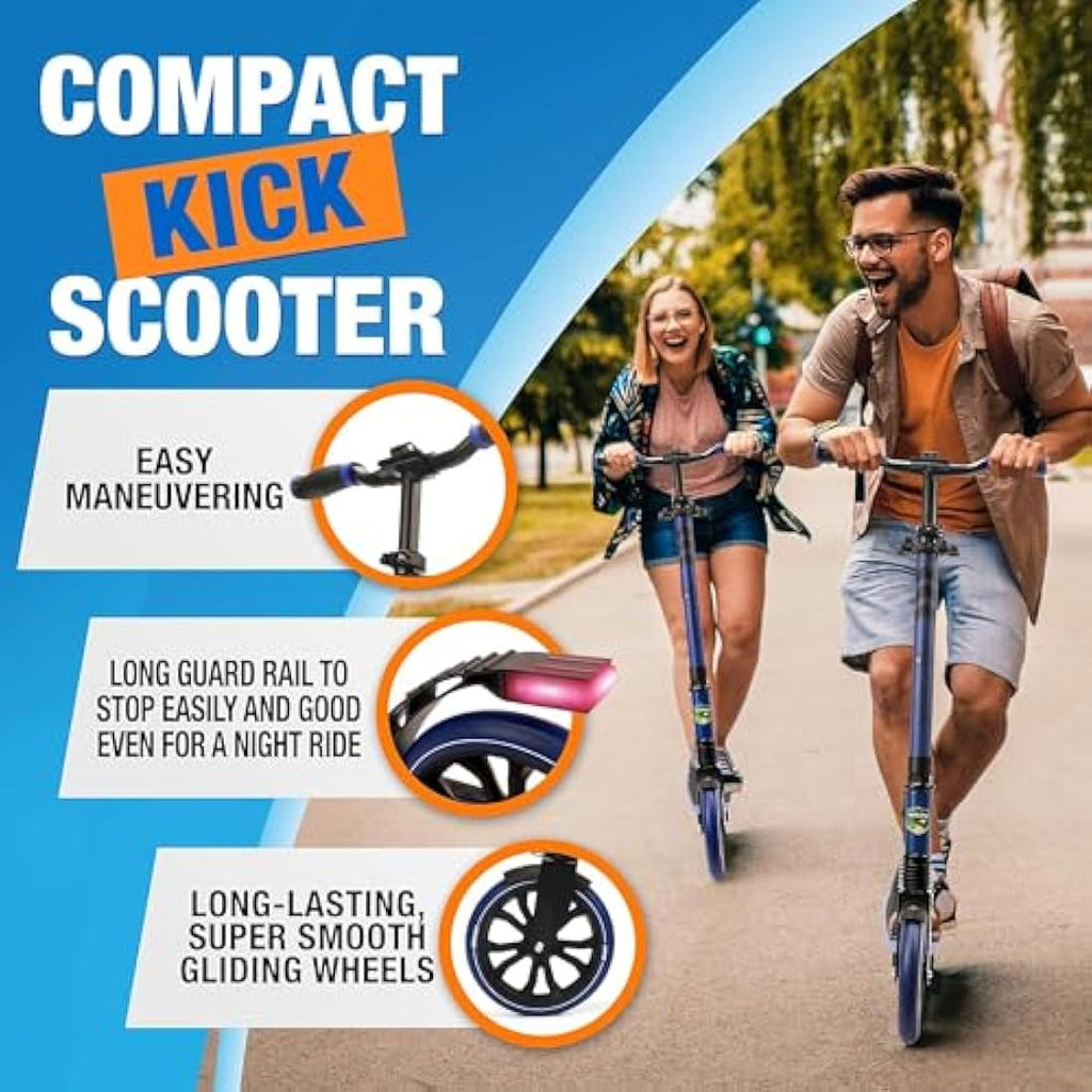 SereneLife Folding Kick Scooter – Adjustable LED Big Wheels for Kids & Teens