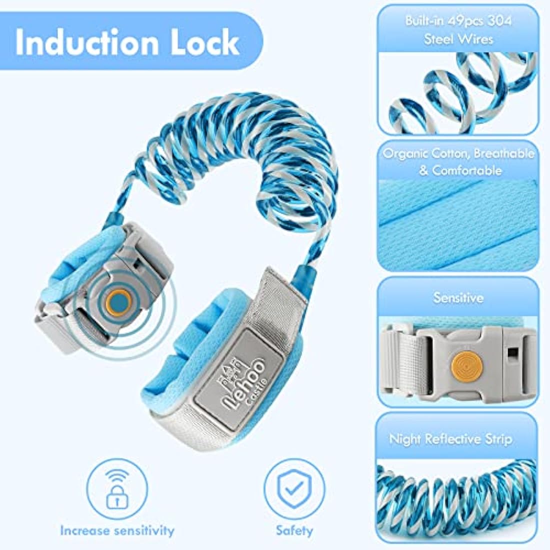 Lehoo Castle Toddler Reins | Anti Lost Wrist Link with Induction Lock