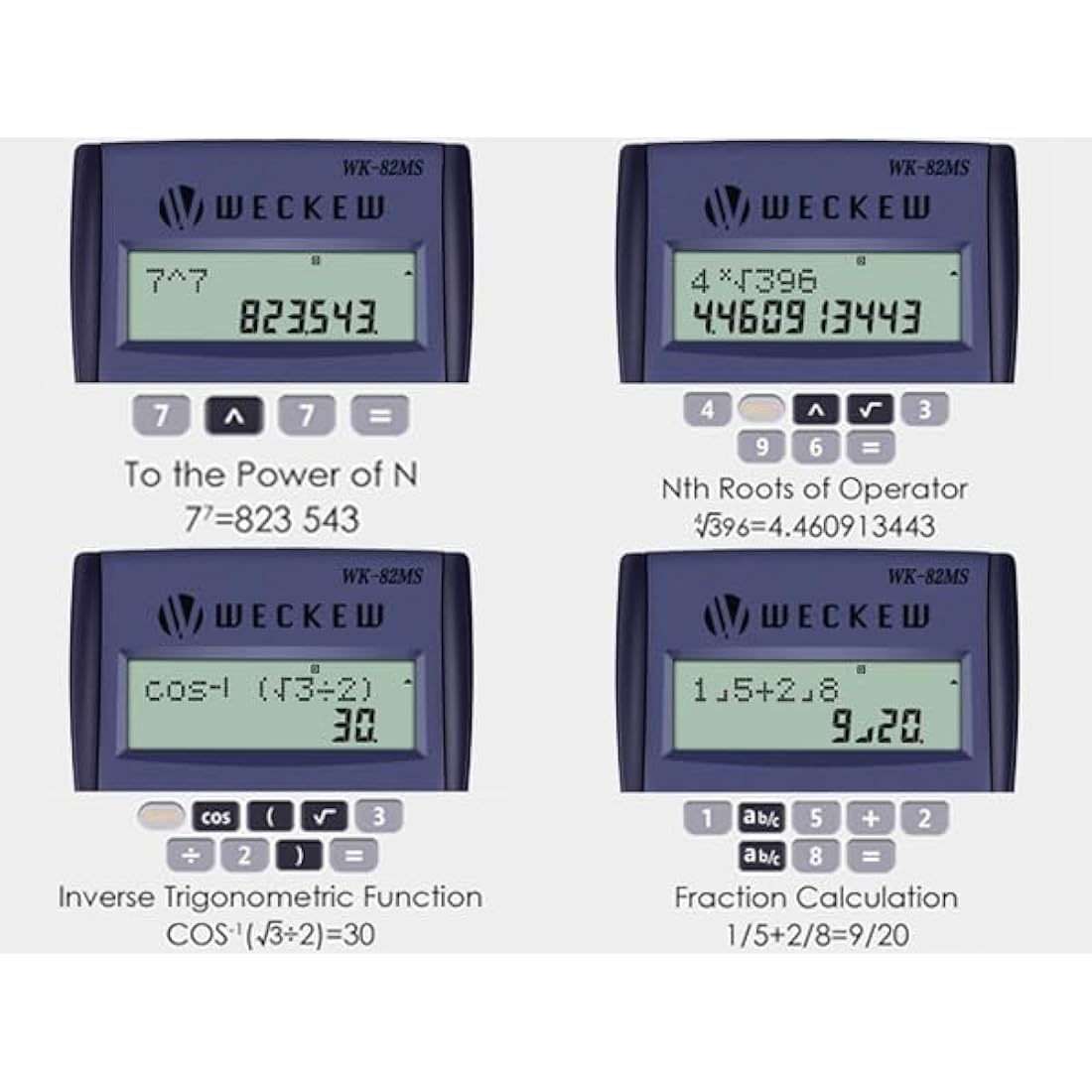 WECKEW Scientific Calculator – 240 Functions & 2-Line LCD – Navy Blue