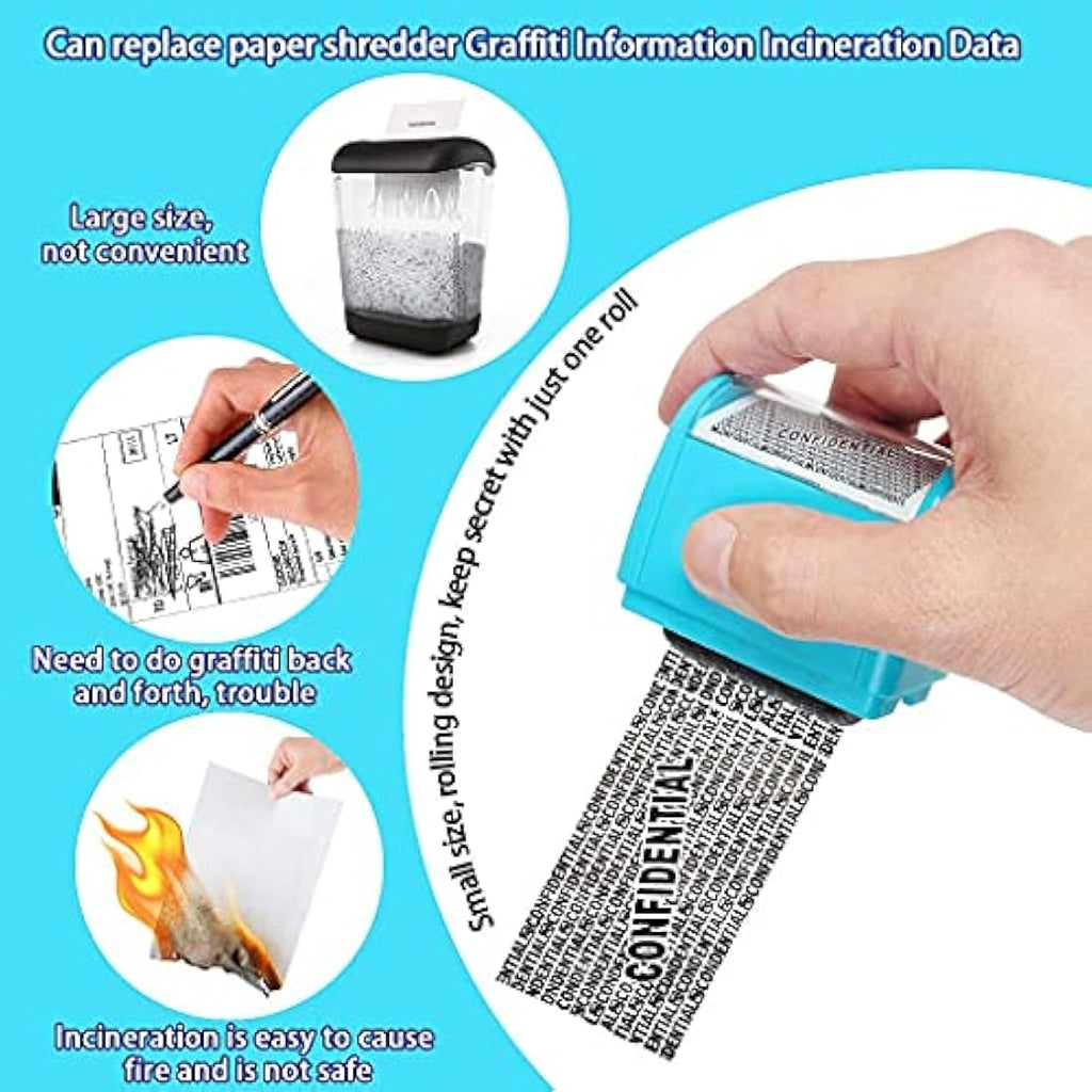 Identity Theft Protection Roller Stamp – 1.5 Inch Wide with 3 Refills