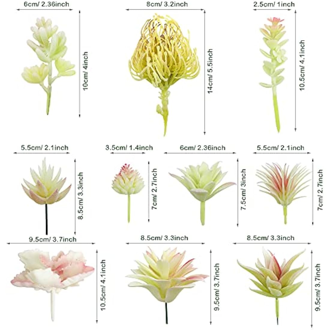 20 PCS Artificial Succulents Picks | Flocked Faux Plants