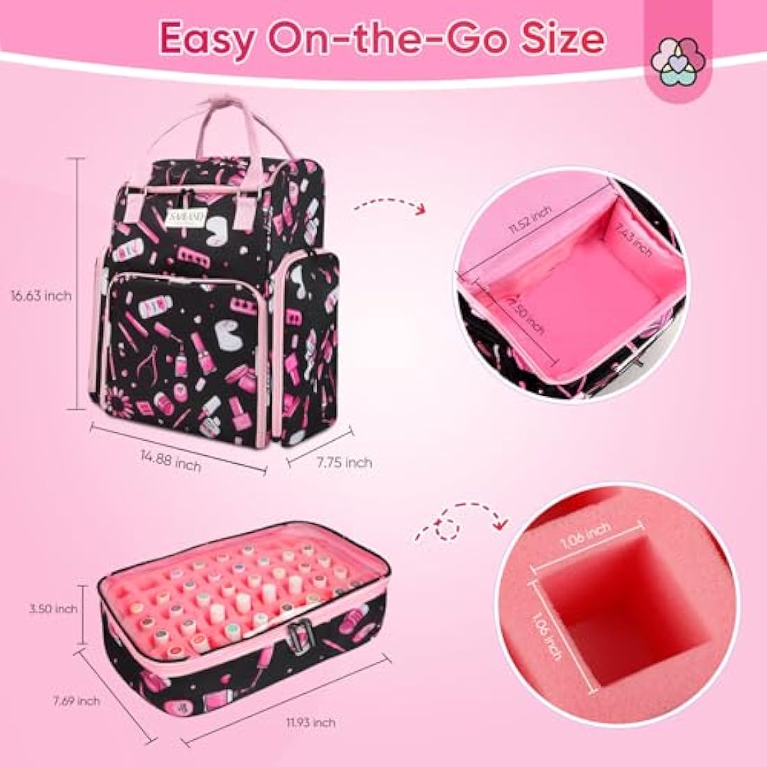 Saviland Nail Polish Organizer Bag | 80 Bottle Large Travel Backpack