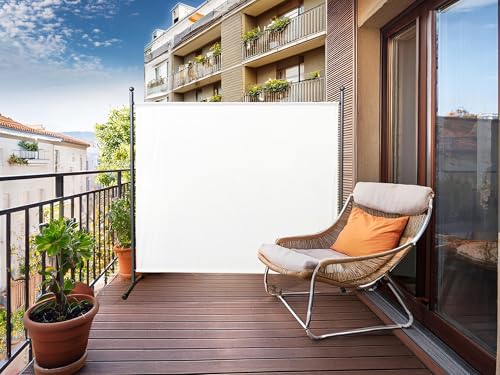 QUICK STAR Room Divider - 180x178cm White Privacy Screen for Garden & Home