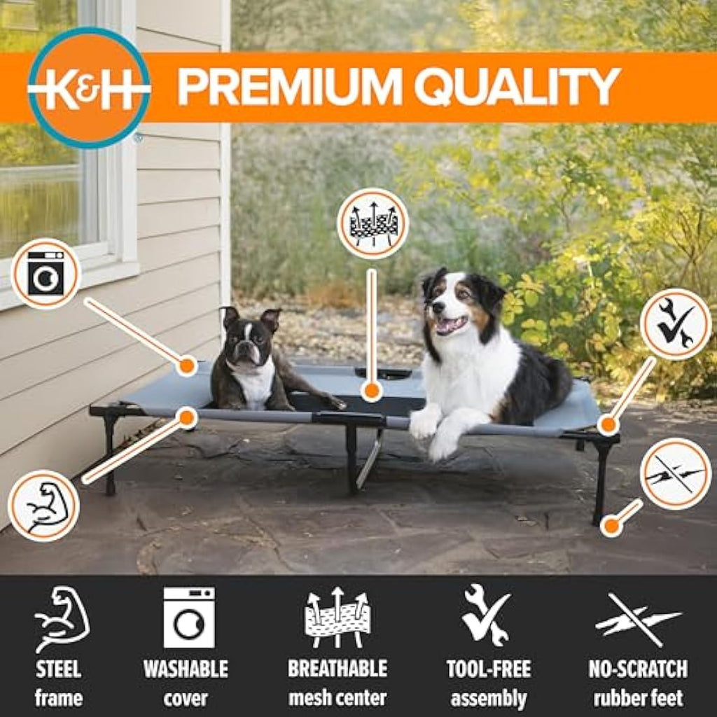 K&H Pet Products Elevated Dog Bed – Cooling Outdoor Cot, XL Grey