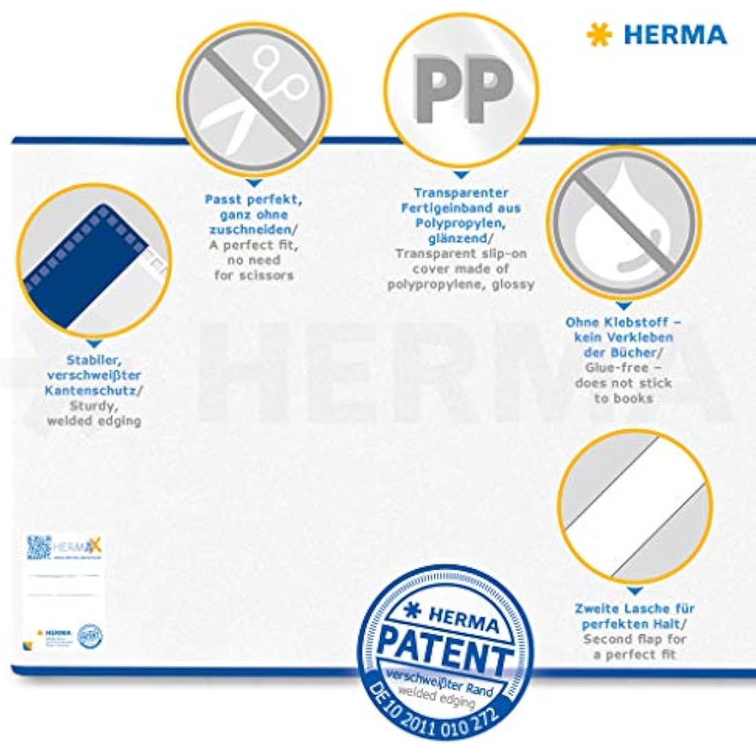 HERMA Hermaex Classic Book Covers 26x54cm - Transparent Polypropylene