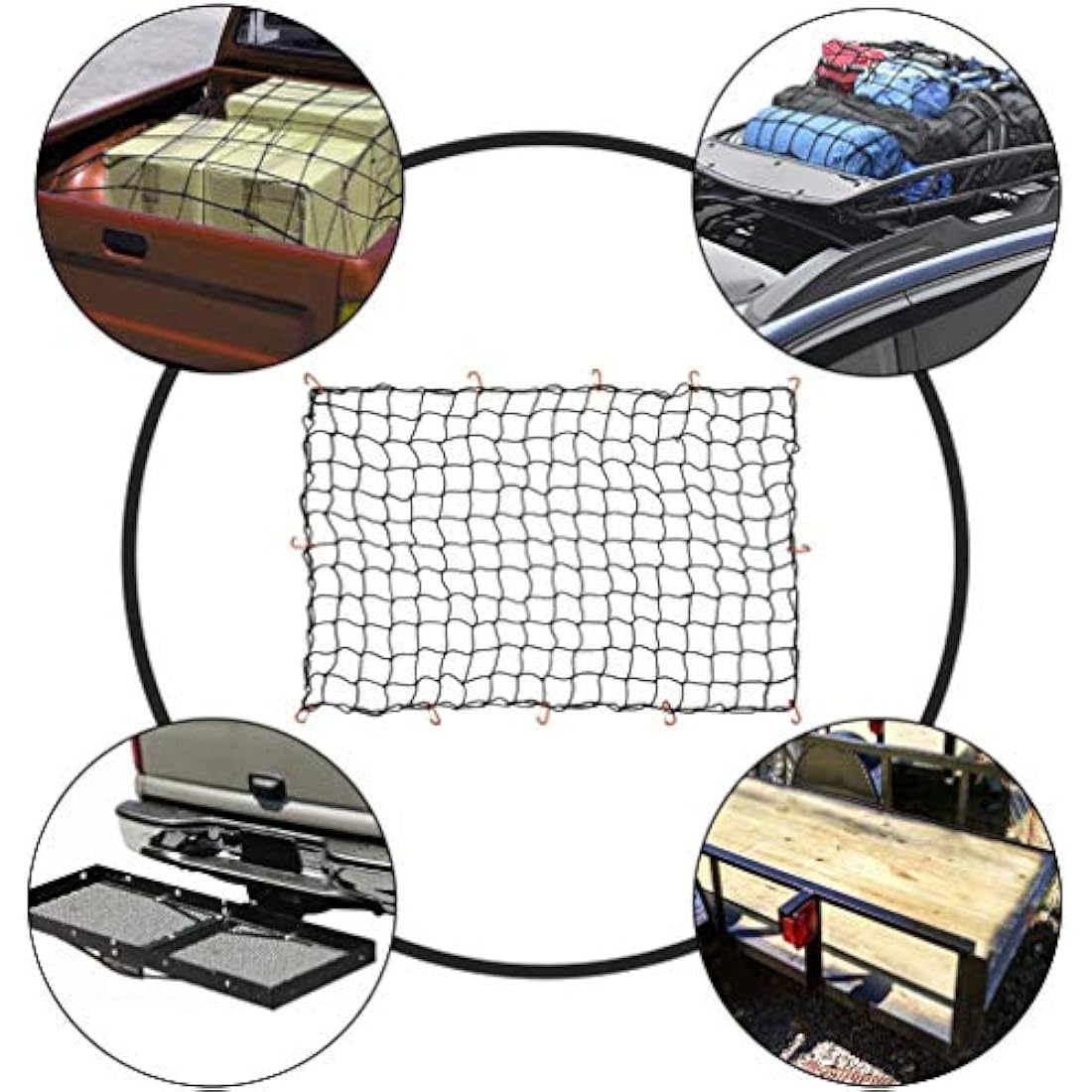 CZC AUTO Heavy Duty Bungee Cargo Net for Truck Bed - 122x183cm with 12 Clips