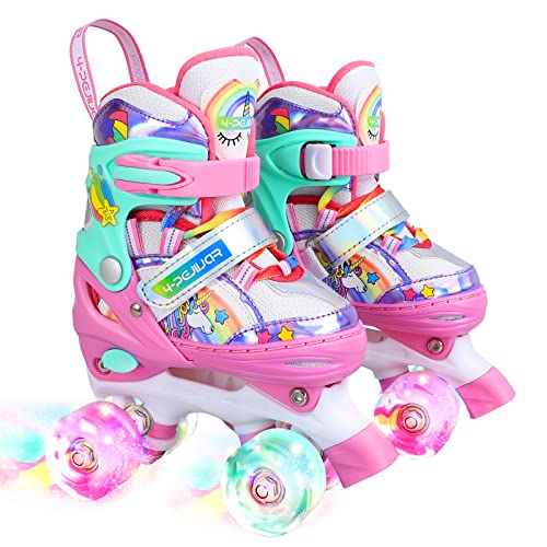 4-Pejiijar Kids Roller Skates – Adjustable Light Up Unicorn Quad Skates