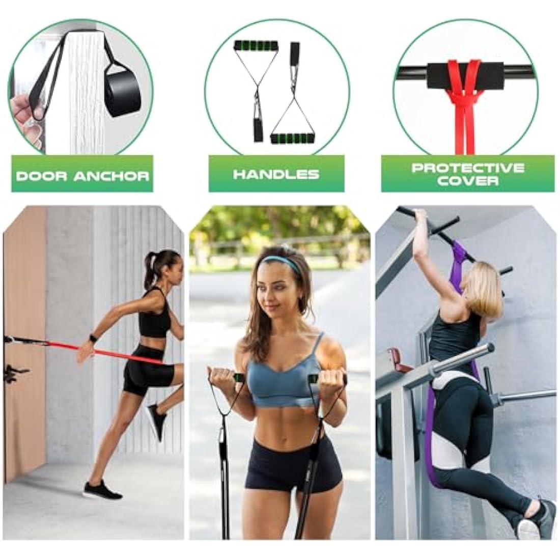 Resistance Bands Set - 4 Levels TPE Pull Up Bands with Handles