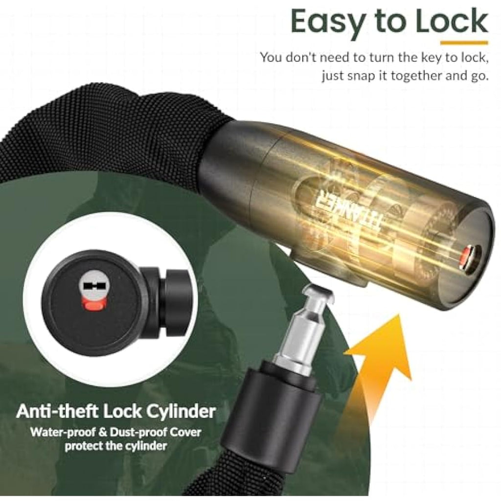 Titanker Heavy Duty Bike Chain Lock – 6mm Steel Anti-Theft Lock with 2 Keys