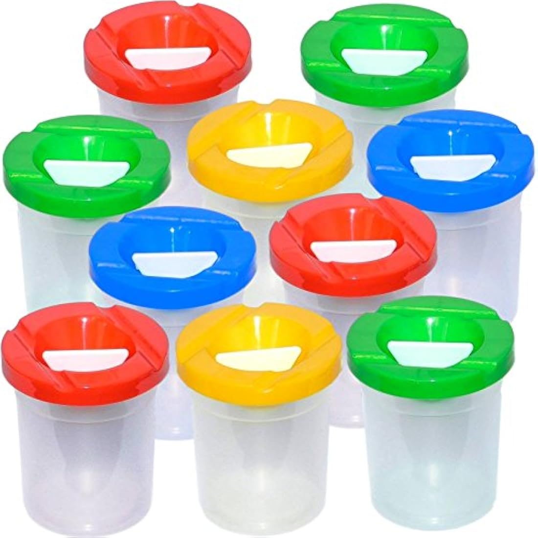 Non-Spill Paint Pots with Plastic Stoppers - 10 Pack