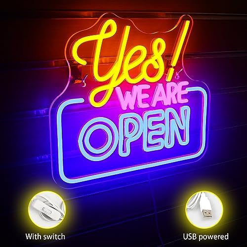 Jolof Store Yes! WE ARE OPEN Neon Sign – LED Wall Decor for Bars & Shops