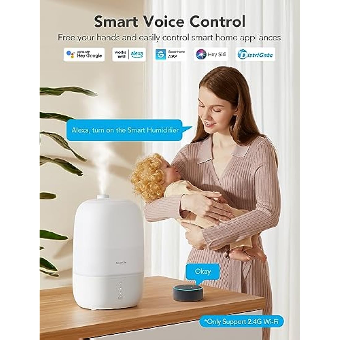 GoveeLife 3L Smart Cool Mist Humidifier | WiFi App & Voice Control