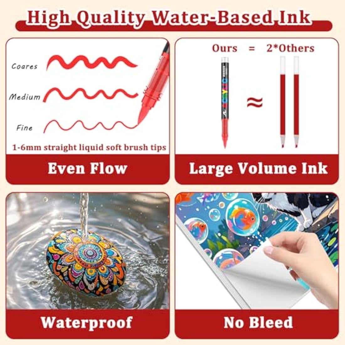 Gelanty 60 Colors Acrylic Paint Pens | Flexible Brush Tip Markers