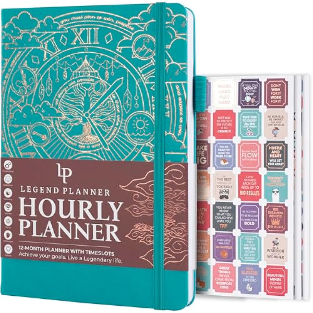 Legend Hourly Schedule Planner – Undated A5 Daily Organizer, Viridian Green