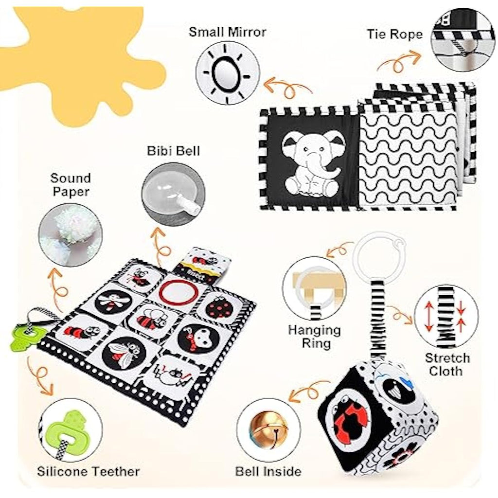 Jolof Store High Contrast Sensory Toys | Black and White Montessori Baby Set