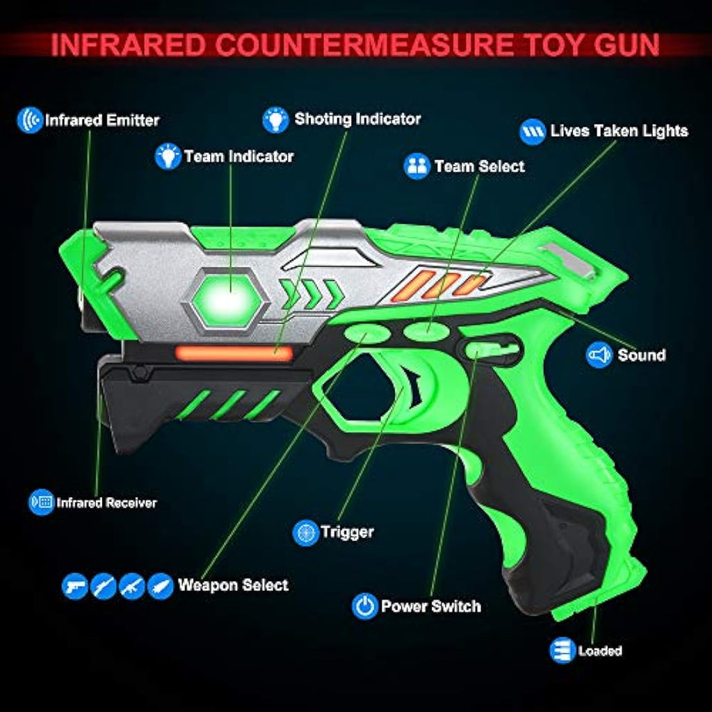 Laser Tag Guns Set of 4 with Vests – Infrared Shooting Game