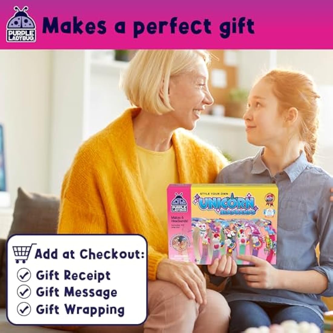 Purple Ladybug DIY Unicorn Headband Kit - Arts and Crafts for Girls