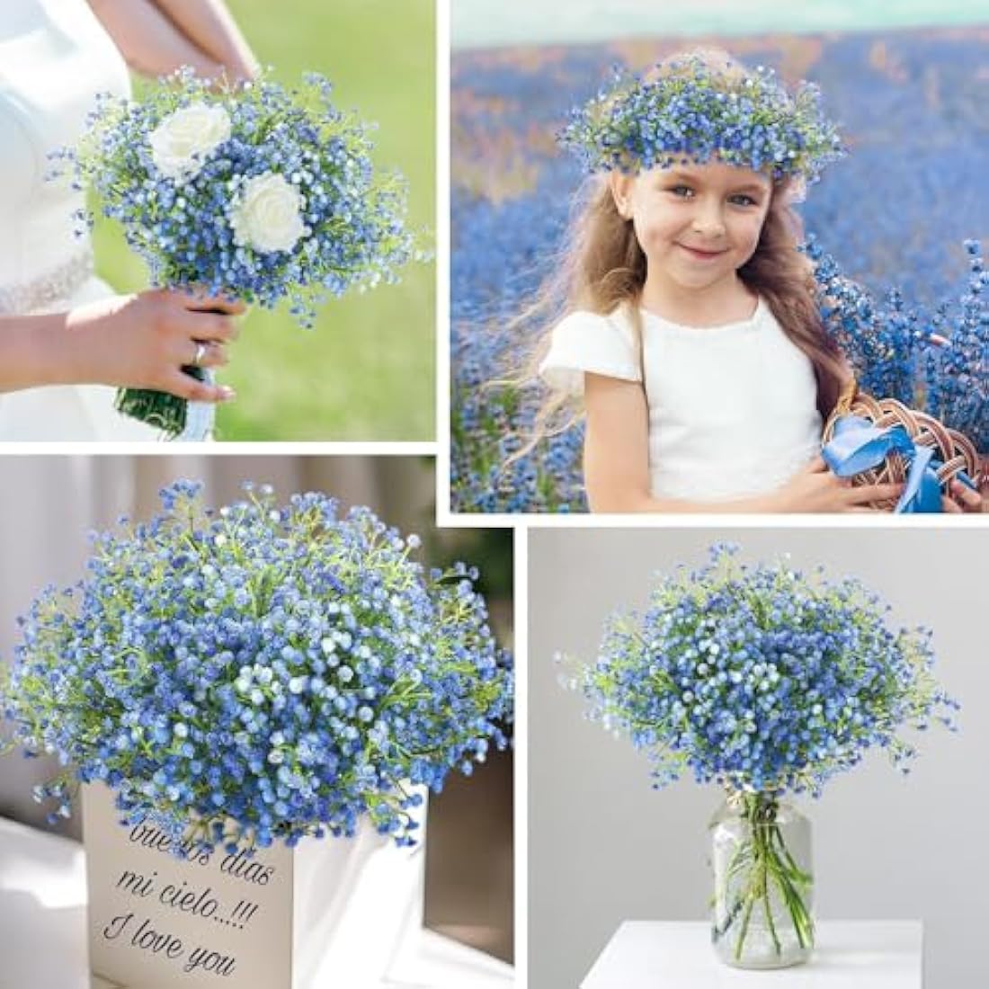 Jolof Store Blue Artificial Baby Breath Flowers - 10Pcs Fake Gypsophila