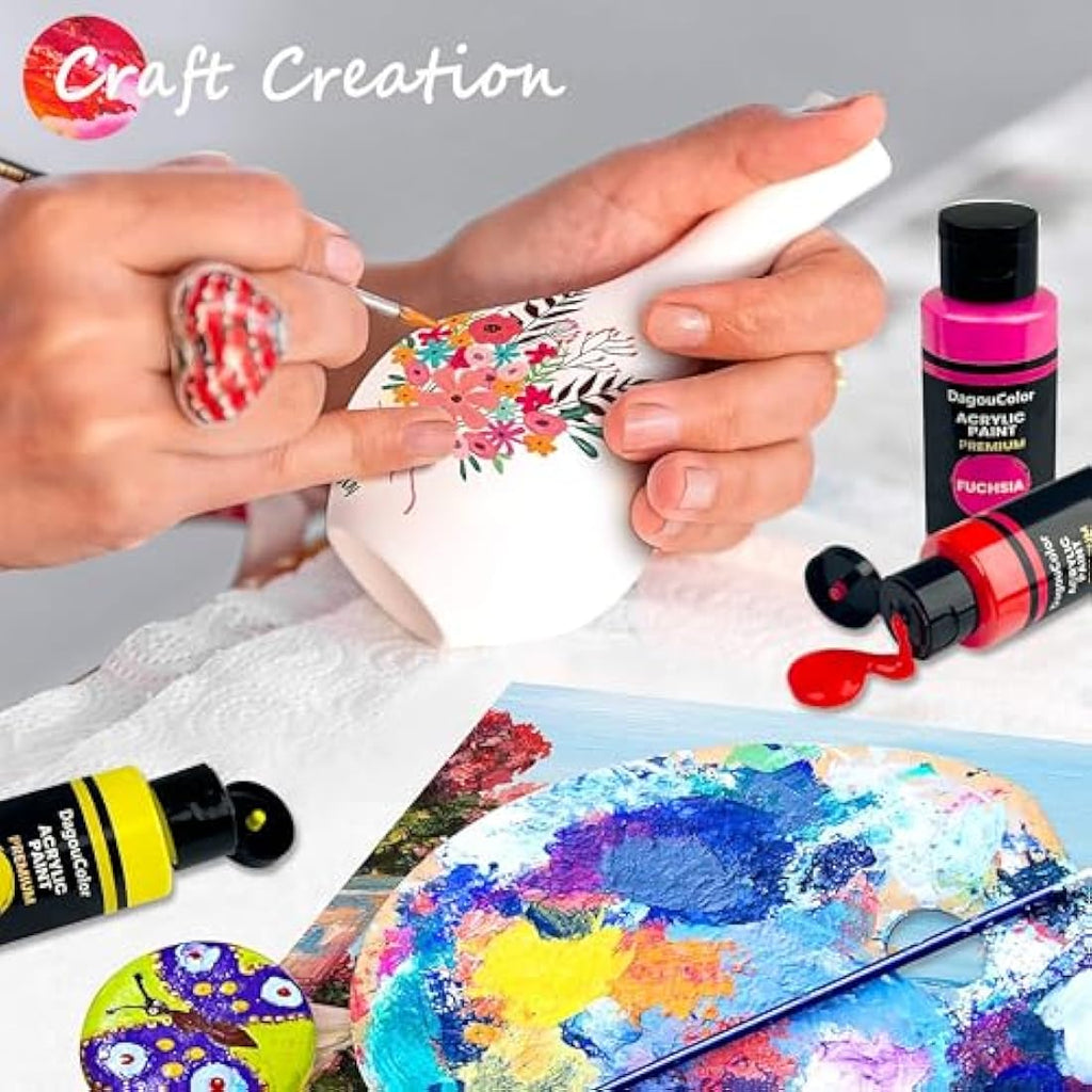 DagouColor 61-Piece Acrylic Paint Set - 48 Colors with Brushes & Palette