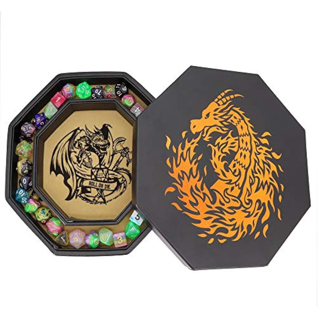 Fantasydice Fire Dragon Octagon Dice Tray with Lid and Staging Area