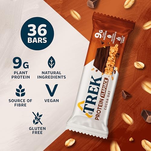 Trek Cocoa Chocolate Oat Protein Flapjacks – 12 Pack (150g Bars)