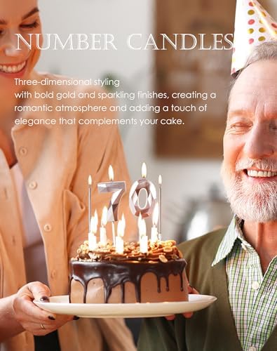 Rose Gold 80th Birthday Number Candles & Stick Cake Toppers