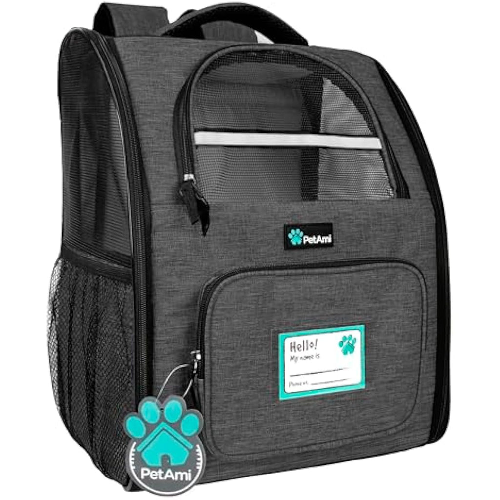 PetAmi Airline Approved Dog Backpack Carrier | Ventilated Hiking Bag, Charcoal