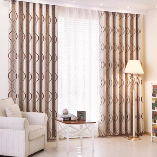 MYRU Modern Striped Curtains | 2 Panel Set Light Filtering Drapes