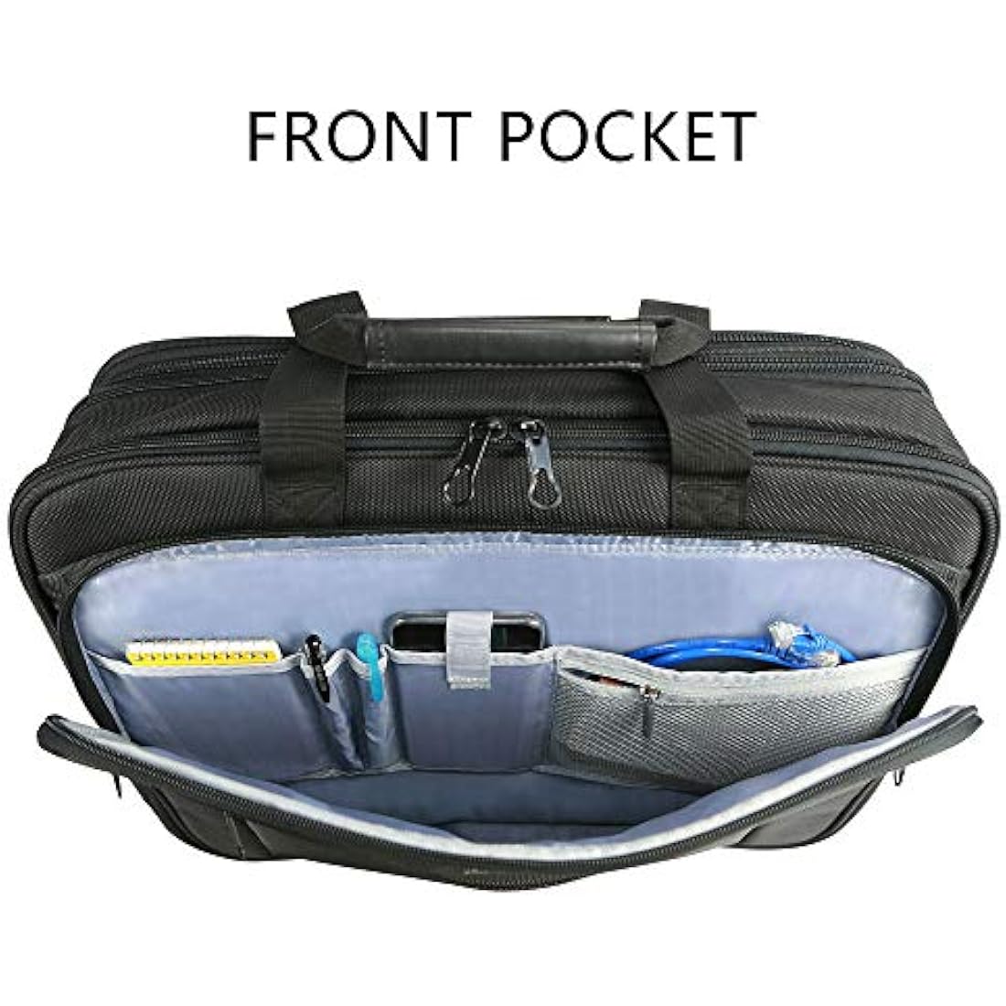 KROSER 18 Inch Laptop Briefcase | Expandable Water-Repellent Bag - Black