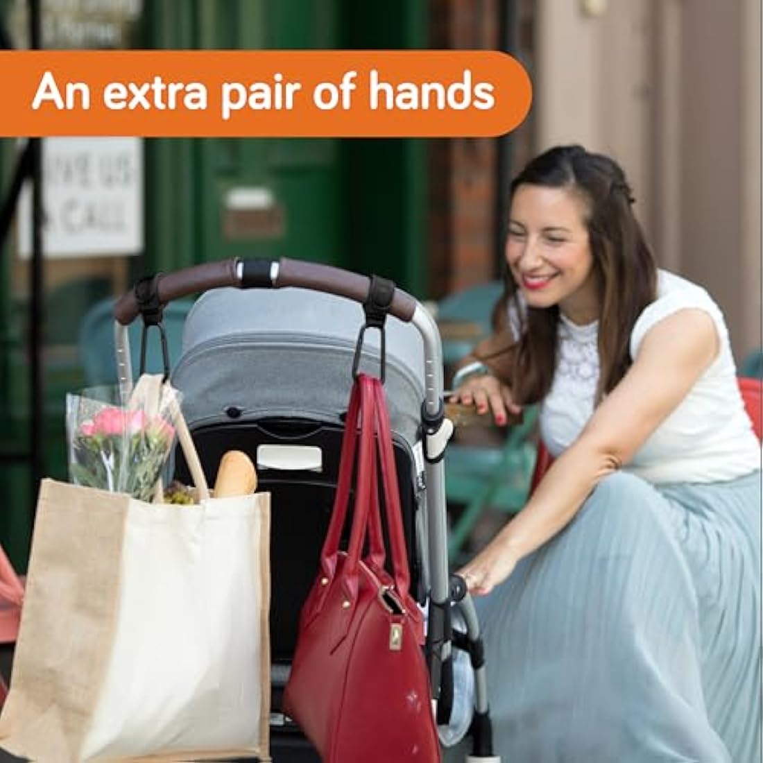 Baby Uma Leather Buggy Clips – Universal Pram Hooks (2 Pack) | Black