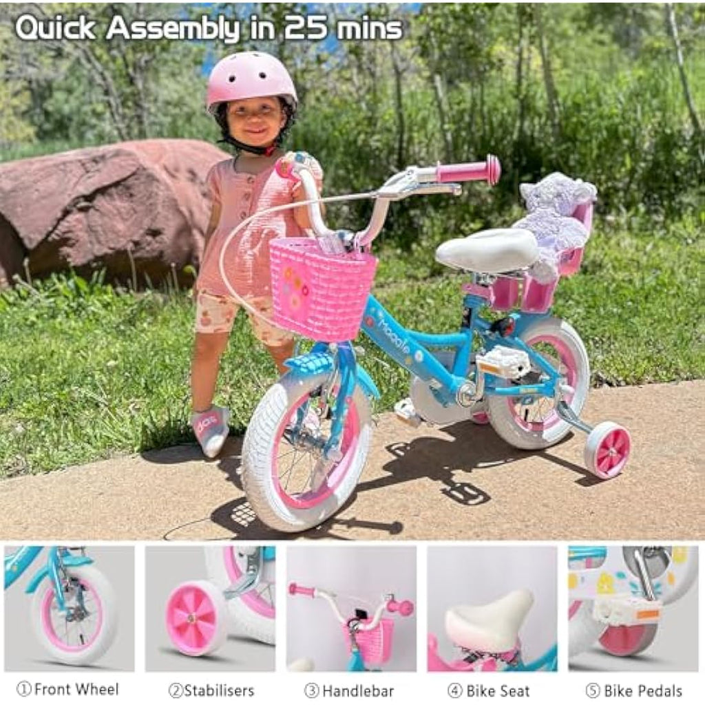Glerc Maggie 12 Inch Girls Bike with Doll Seat and Basket – Steel Frame