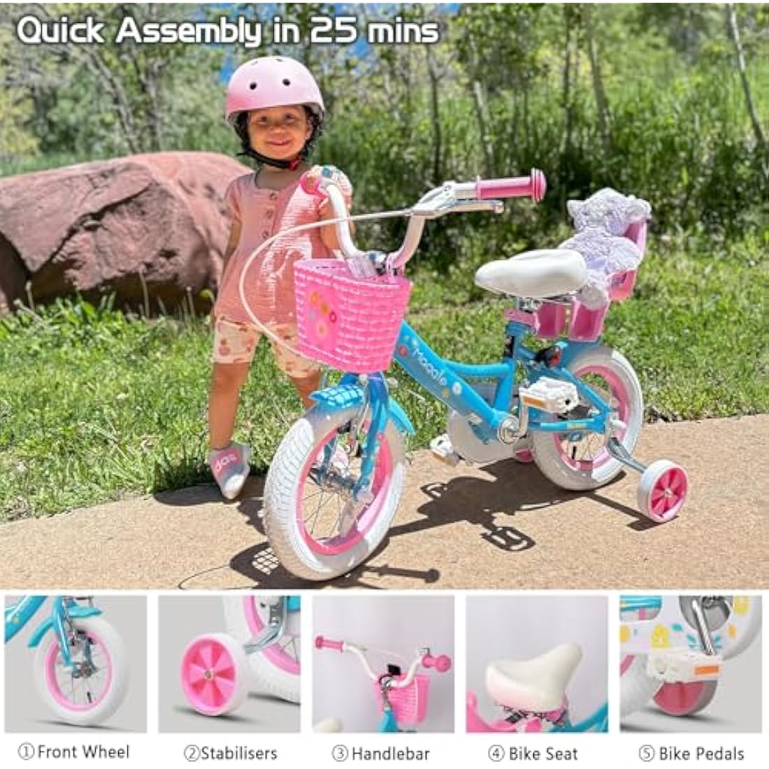 Glerc Maggie 12 Inch Girls Bike with Doll Seat and Basket – Steel Frame