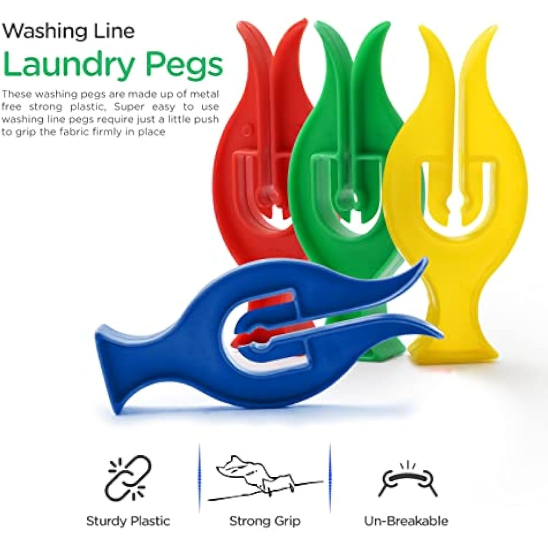 100 Pack Heavy Duty Plastic Clothes Pegs – Strong Grip