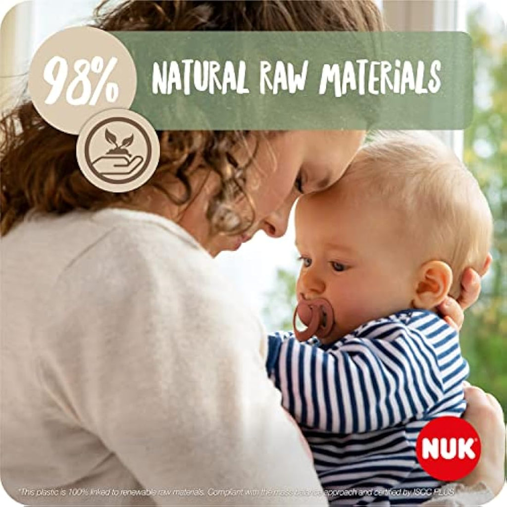 NUK for Nature Natural Rubber Soothers | 18-36 Months | Eucalyptus Green