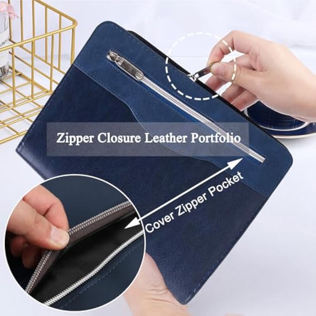 KXF A5 PU Leather Zipped Conference Folder | Refillable Ring Binder Padfolio