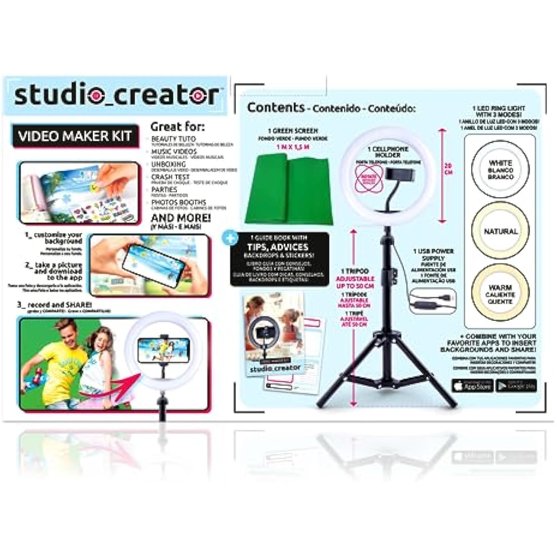 Canal Toys Video Studio Creator Kit – Ring Light & Green Screen – INF 001