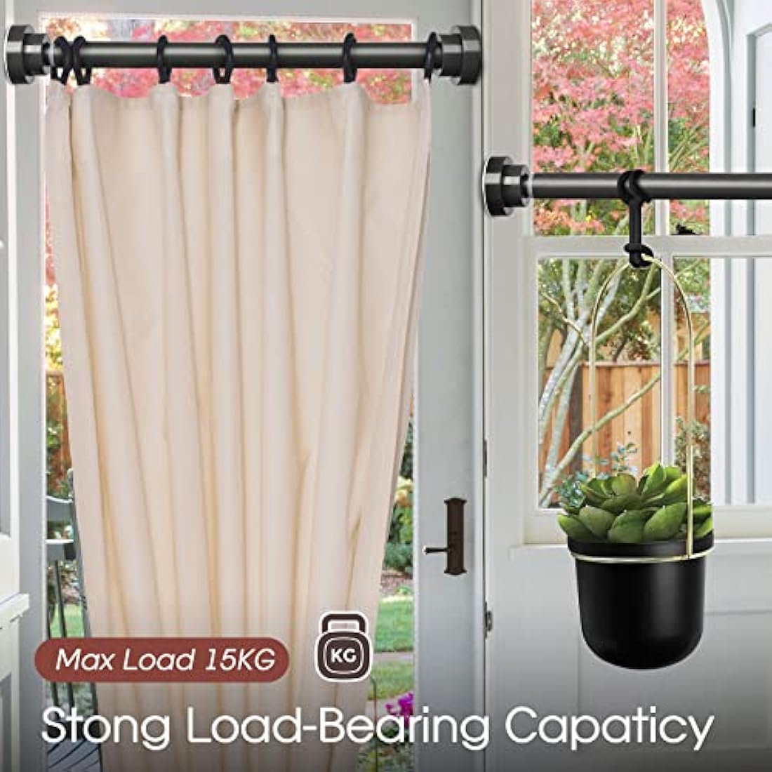 Stainless Steel Tension Shower Curtain Rod, 105-175cm – Grey