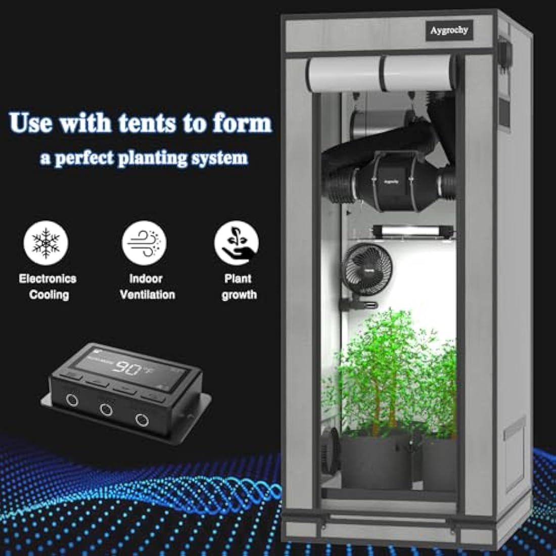 Aygrochy 4 Inch Inline Duct Fan with Smart Controller | 205 CFM EC Motor