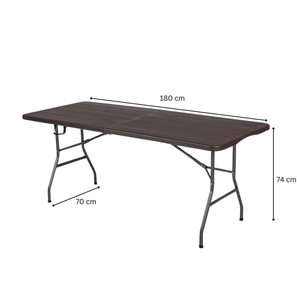 6ft Folding Trestle Table | Heavy Duty Brown Wood Effect