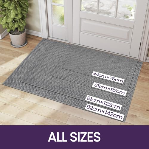DEXI Indoor Door Mat – 92x142cm Non-Slip Dirt Trapper Entrance Rug, Grey
