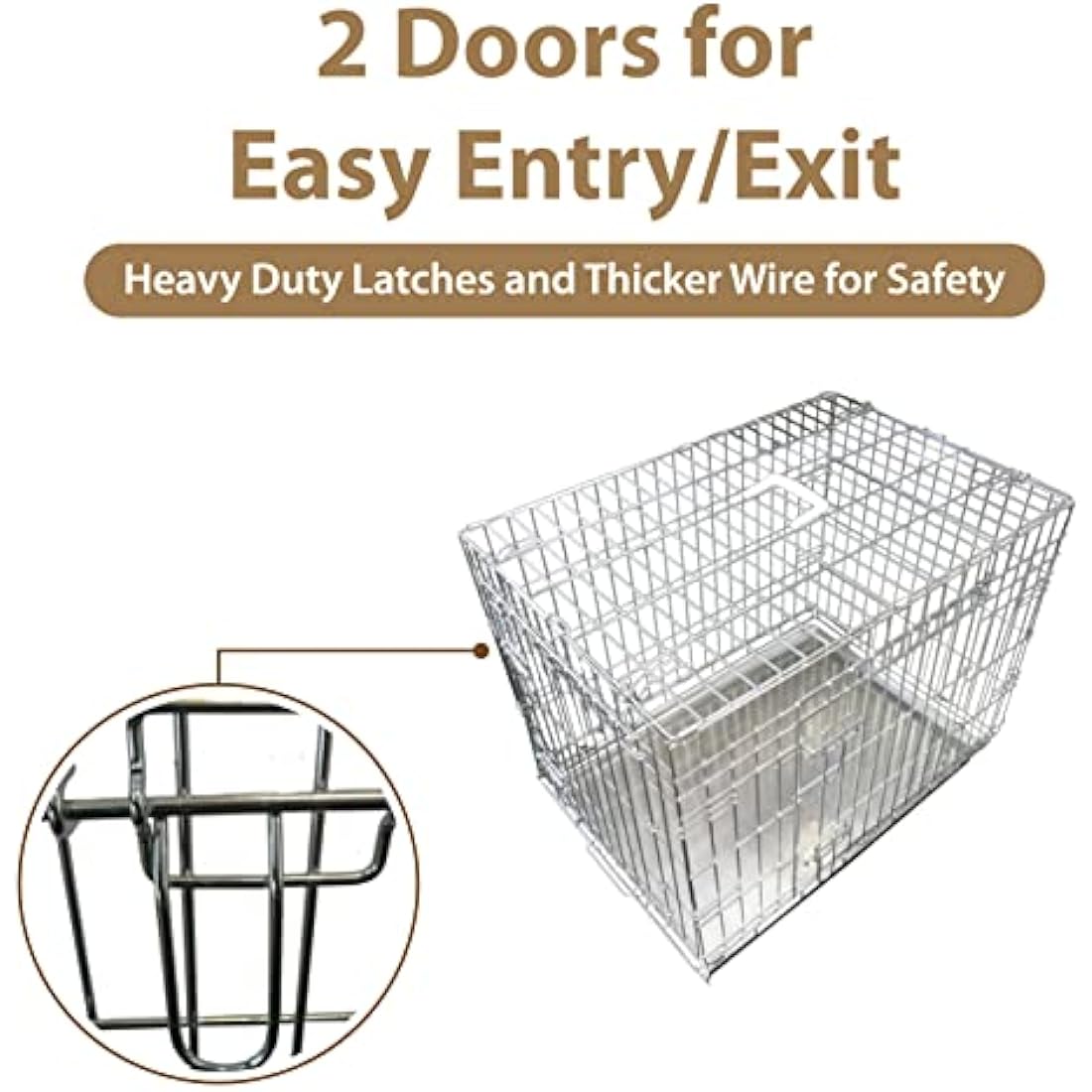 Ellie-Bo 42-inch Folding Dog Crate – 2-Door Metal Cage with Tray