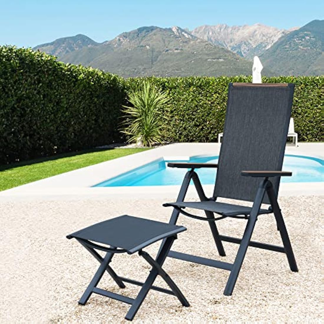 Grand Patio Folding Chairs - Set of 2 Adjustable Aluminum Garden Seats