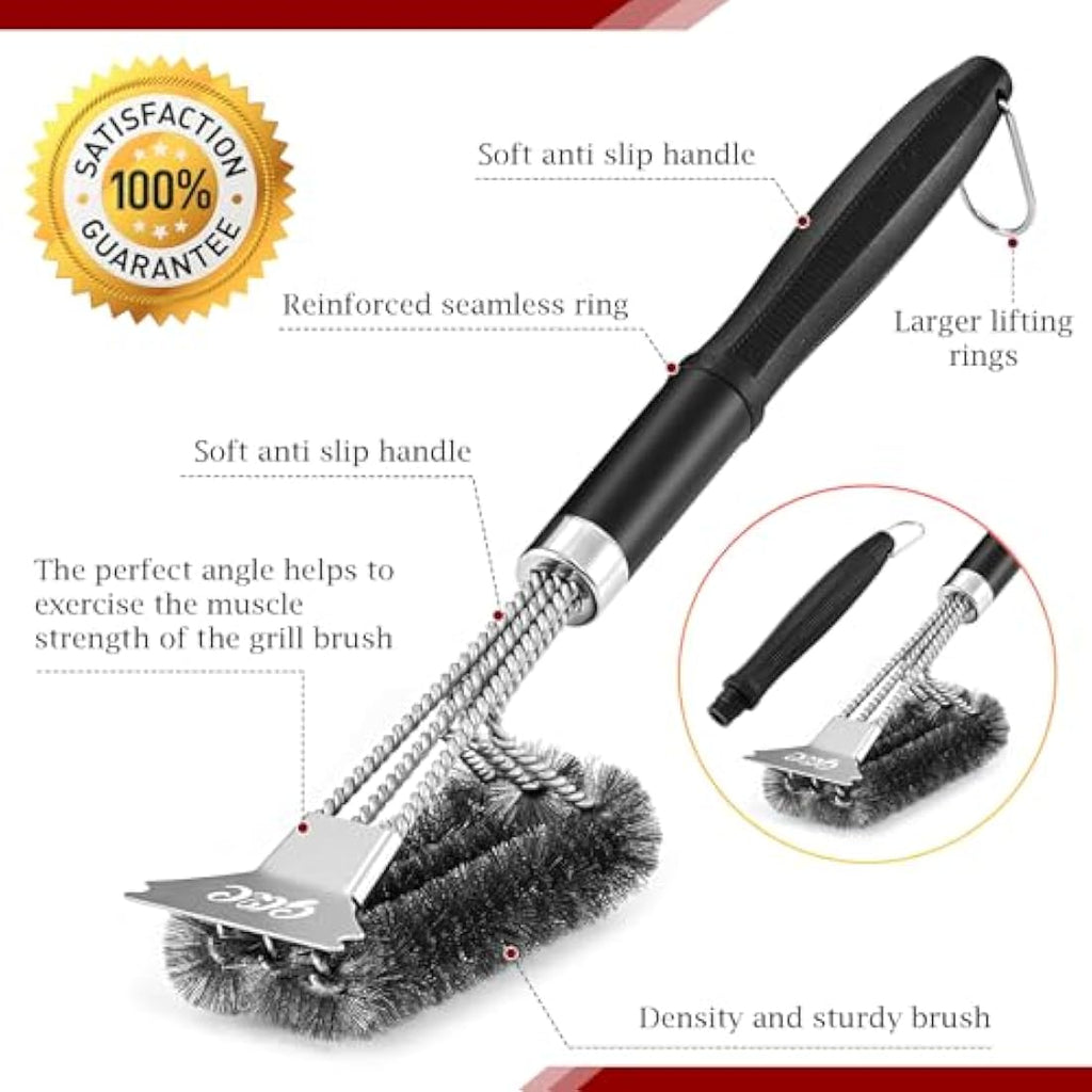 18.3'' BBQ Grill Cleaning Brush and Scraper – 3-in-1 Stainless