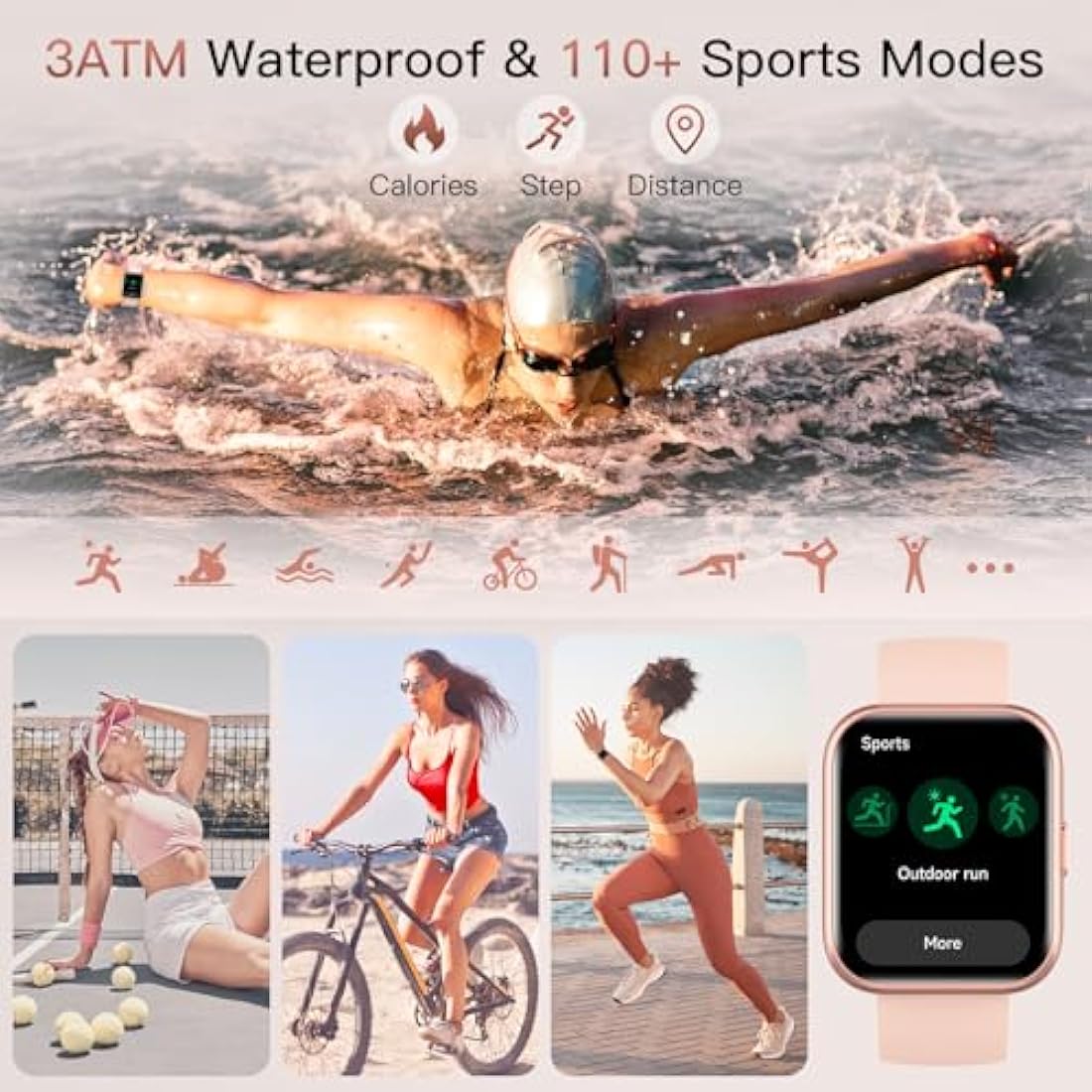 Women's Smart Watch – 1.8" Alexa & Bluetooth Call Fitness Tracker