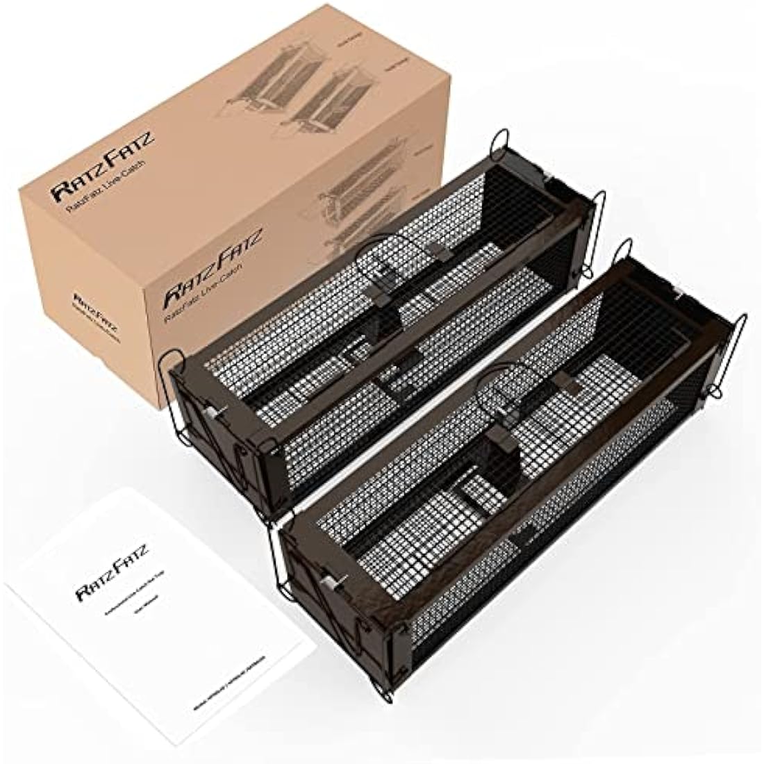 RatzFatz Humane Rat Trap – 2 Pack Two-Door Live Cage for Rodents