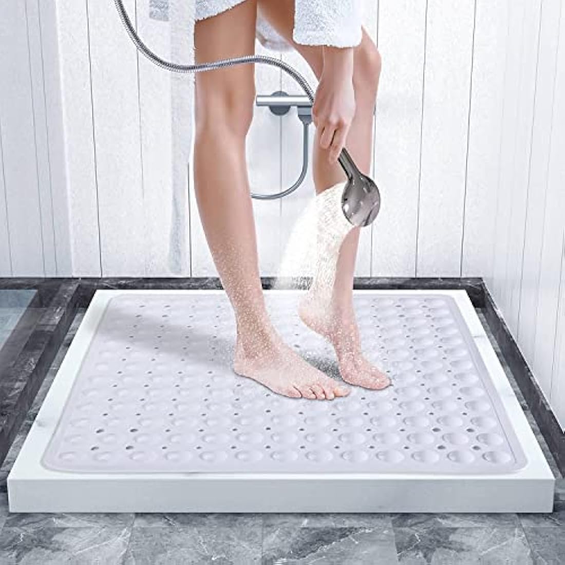 Jolof Store Non-Slip Square Shower Mat – 53x53cm Anti-Mould PVC Rubber