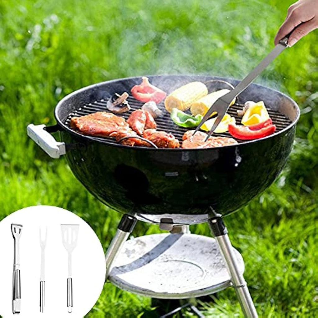 Jolof Store 3-Piece Stainless Steel BBQ Tool Set with Storage Bag