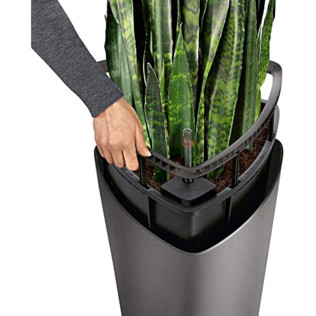 Lechuza Delta 40 Self-Watering Tall Planter – White High-Gloss Plastic