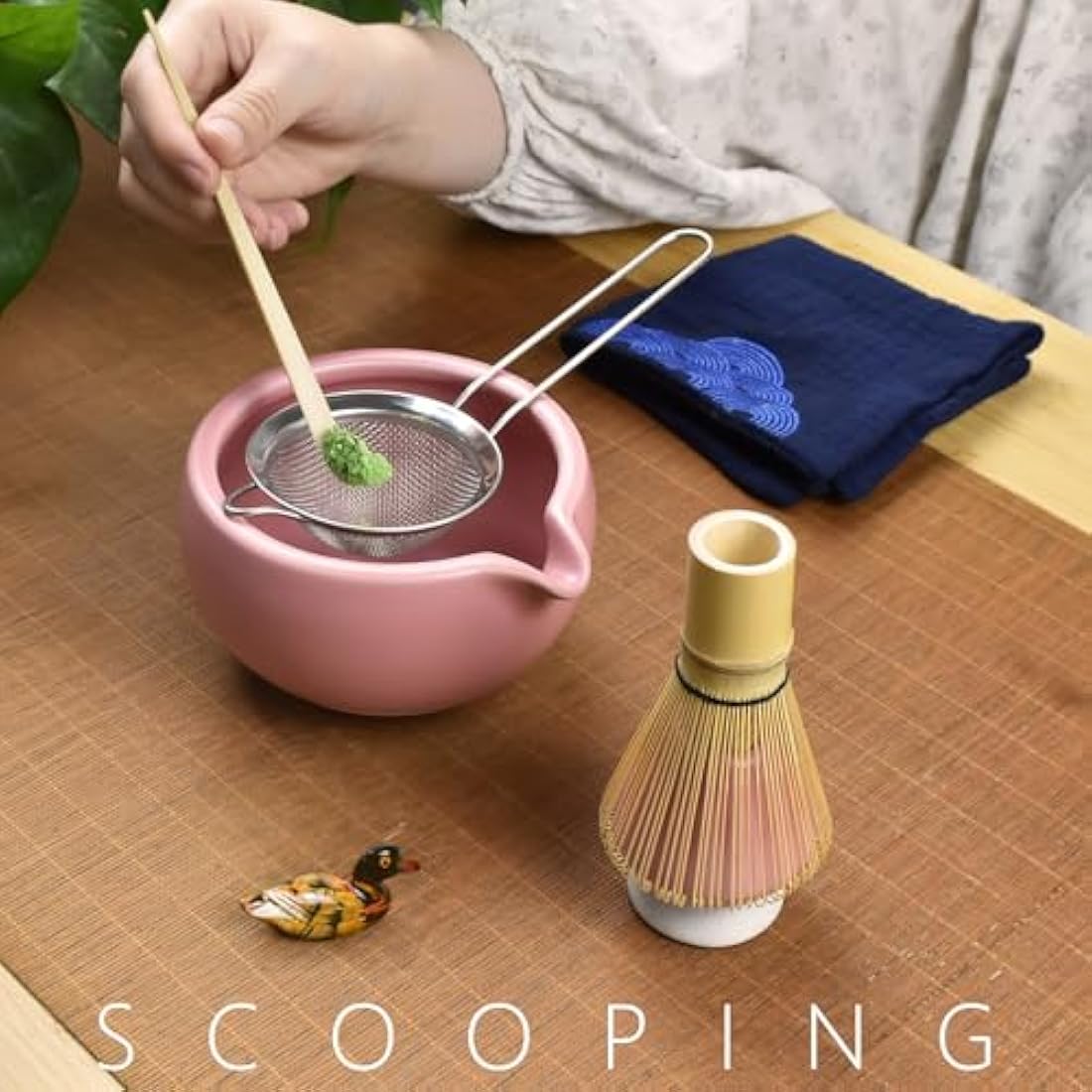 7-Piece Matcha Tea Ceremony Kit with Spout Bowl – Pink